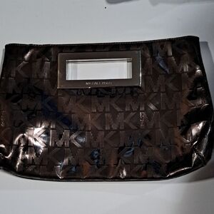 Michael Kors Silver GOLD Metallic Logo Clutch